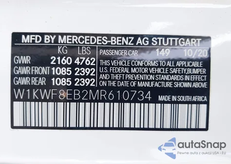 2021 Mercedes-Benz C 300 4Matic from USA, damaged, VIN W1KWF8EB2MR610734